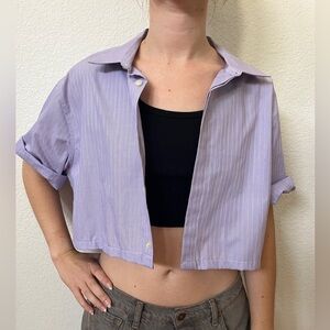 Crop Top - Cropped Button Down Shirt - Wide top / blouse summer shirt